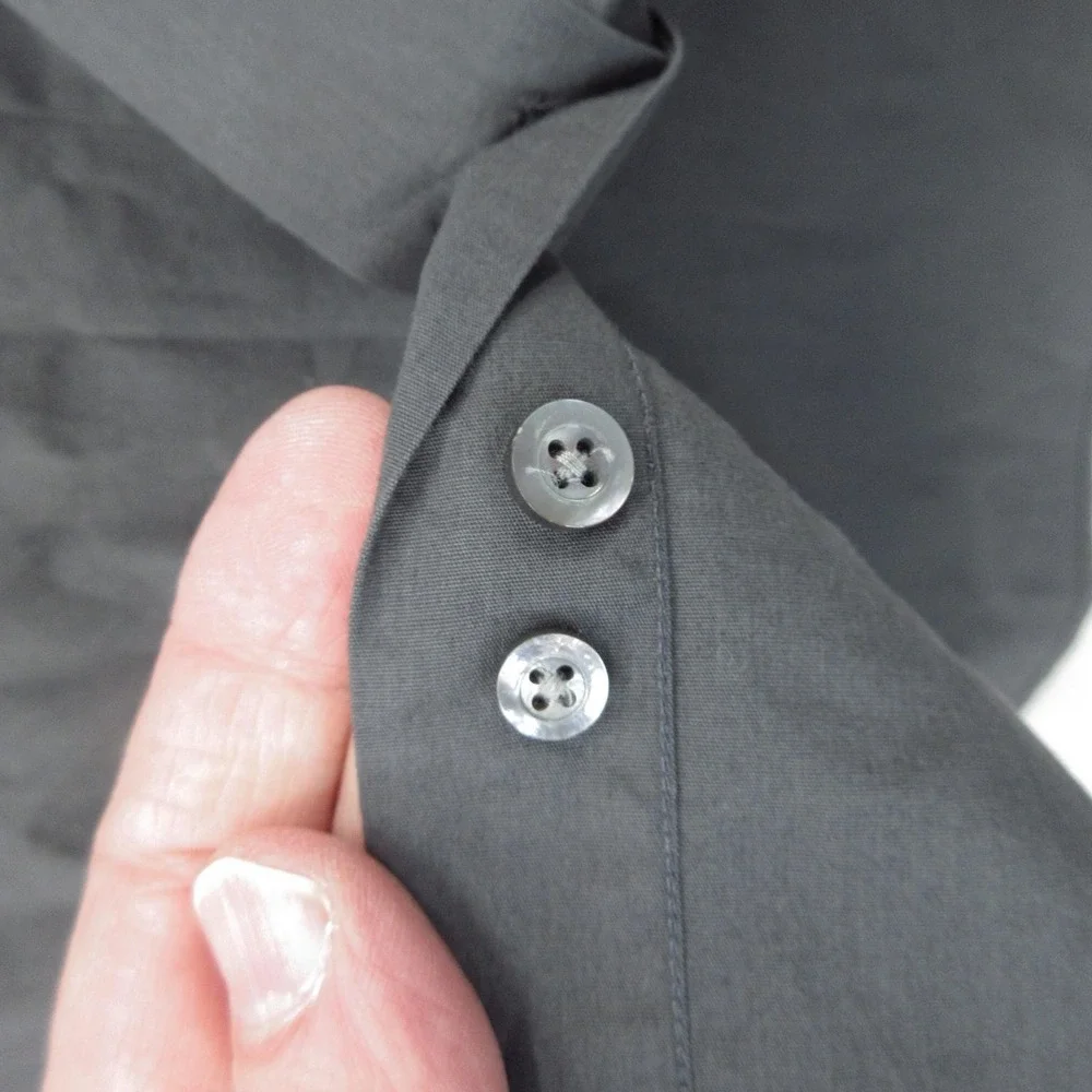 Vintage Banana Republic Dress Shirt Mens Medium Gray Stretch Long Sleeve